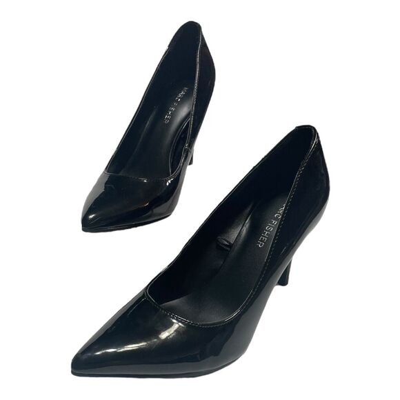 Marc Fisher‎ Womens Black Leather Pointed Toe Slip On Pump Heels Darren Size 6.5 - Picture 3 of 9